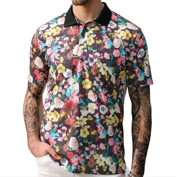 NWT PJ PAUL JONES Flower Polo Shirts - Picture 1 of 14